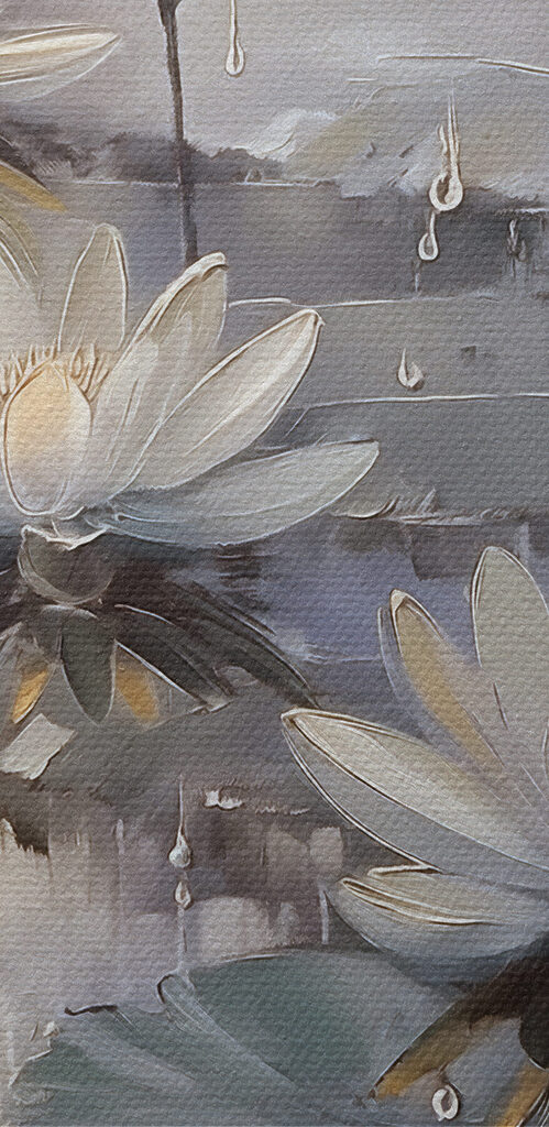 Painting of flowers on a pond Painting of flowers on a pond