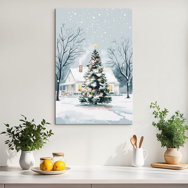 Christmas tree in front of a house Christmas tree in front of a house