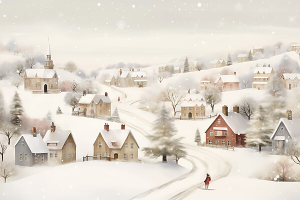 Person walking on a snowy road