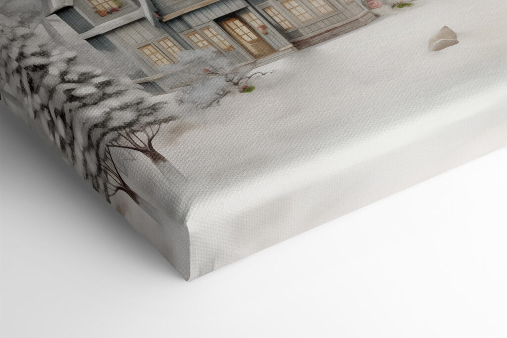 Snowy landscape with houses and trees Snowy landscape with houses and trees