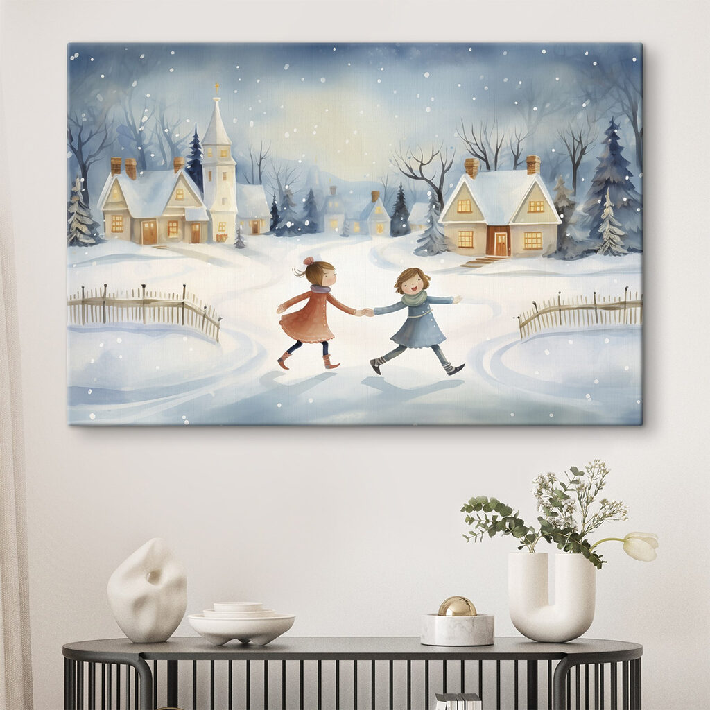 Couple of girls walking in the snow