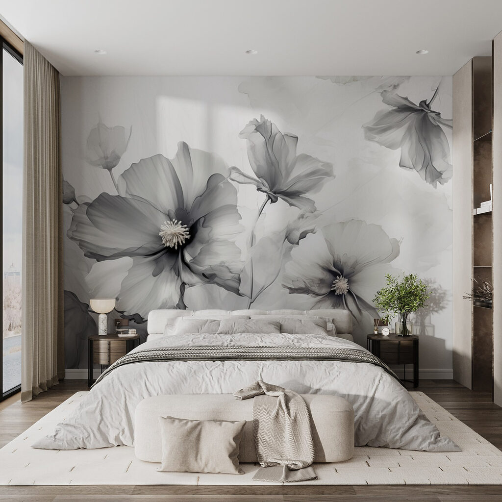 Group of flowers in a white background