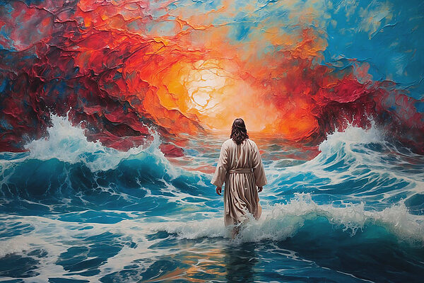 Person walking in the water Person walking in the water