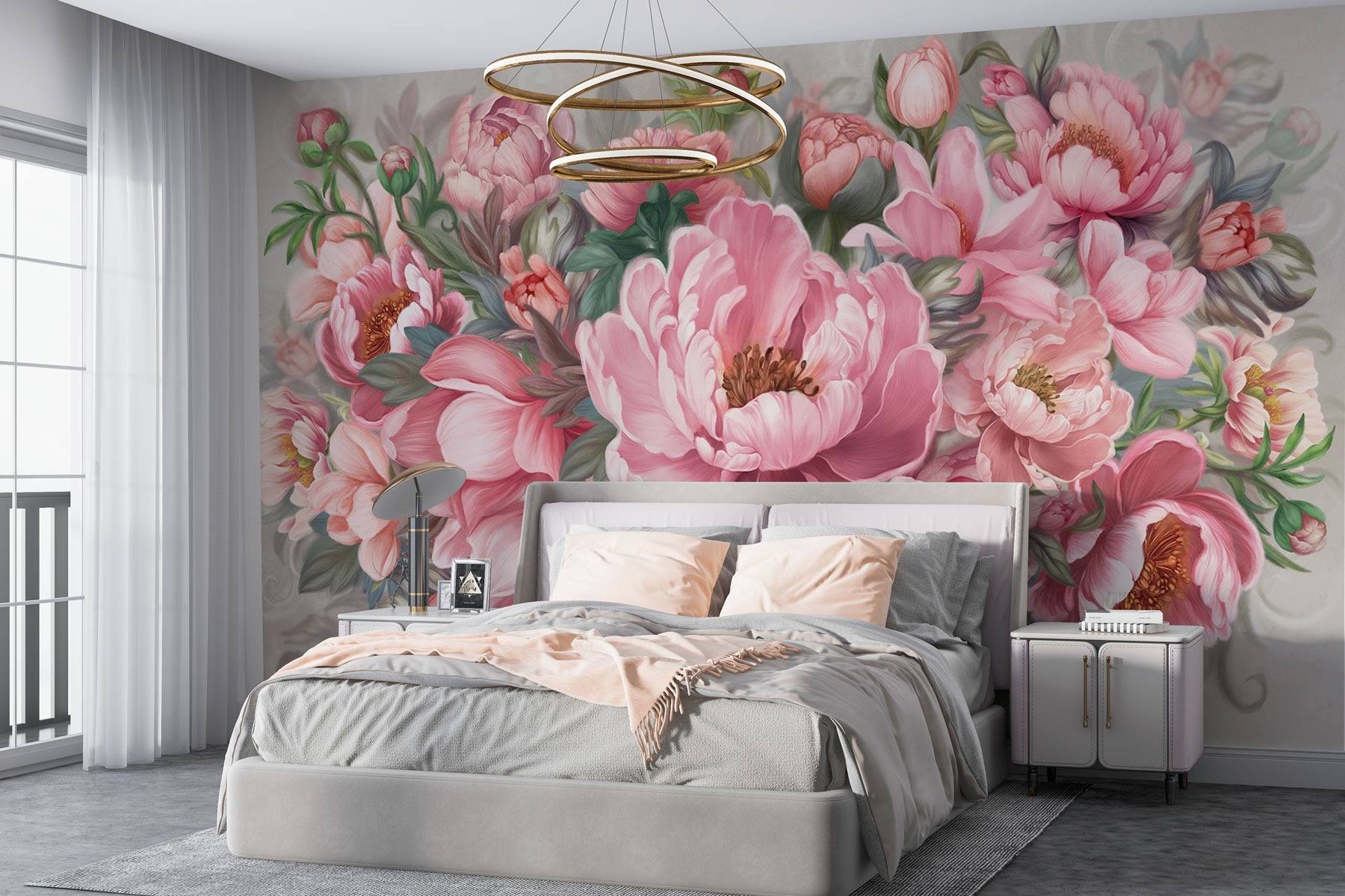 Painting of pink flowers