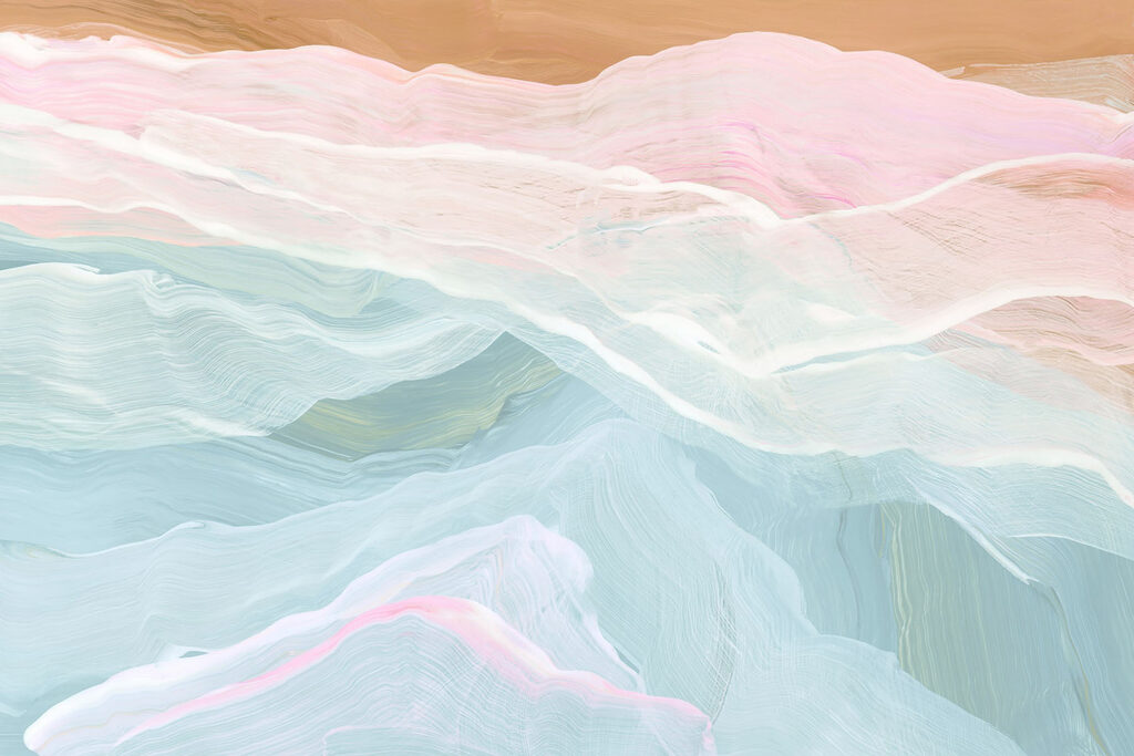 Painting of a pink and blue wave Painting of a pink and blue wave