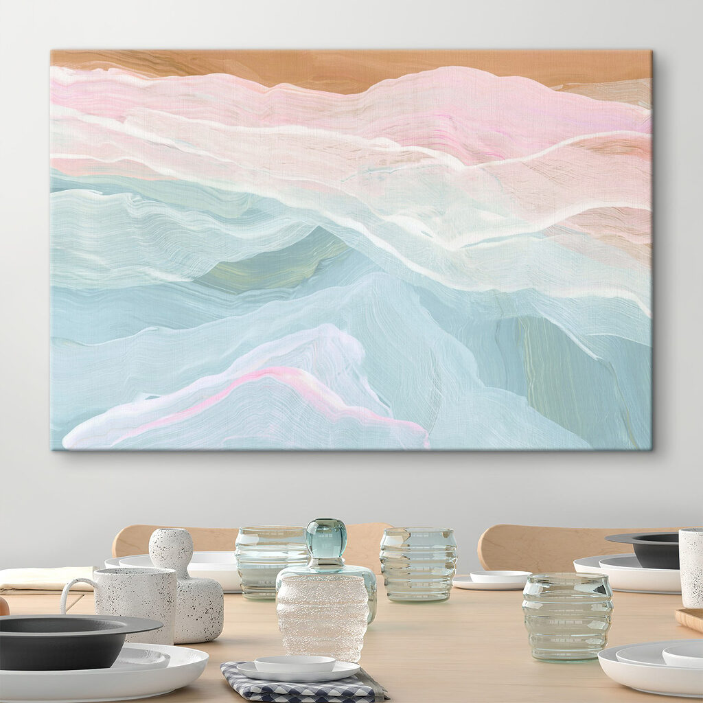 Painting of a pink and blue wave Painting of a pink and blue wave