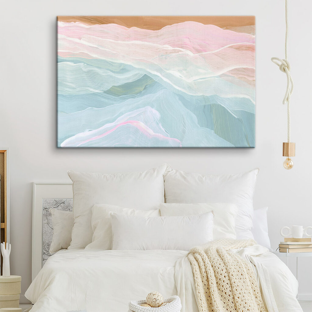 Painting of a pink and blue wave Painting of a pink and blue wave