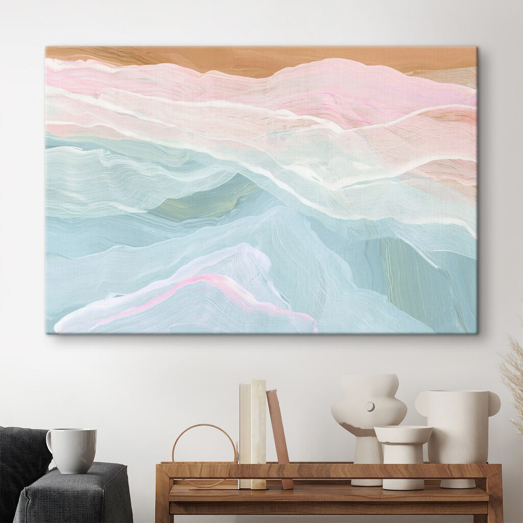 Painting of a pink and blue wave Painting of a pink and blue wave