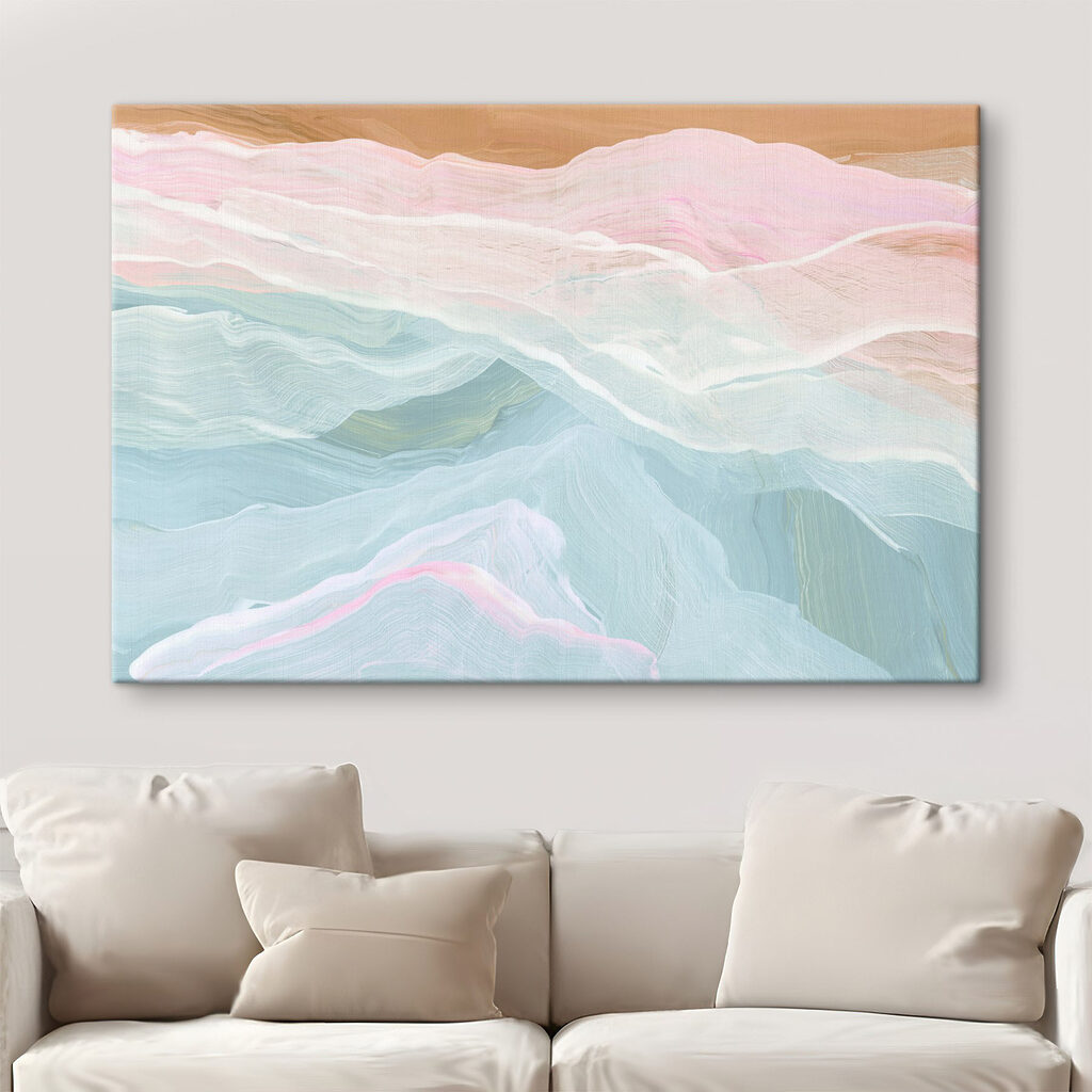 Painting of a pink and blue wave Painting of a pink and blue wave