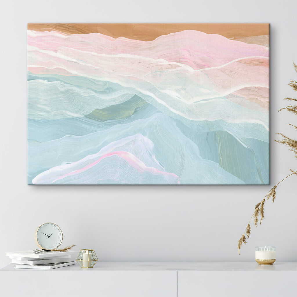 Painting of a pink and blue wave Painting of a pink and blue wave