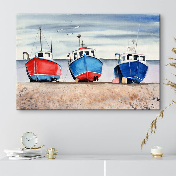 Watercolor of boats on a beach Watercolor of boats on a beach
