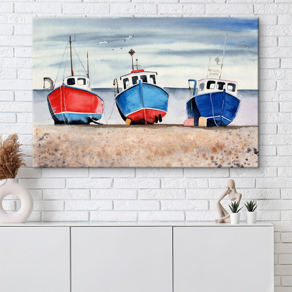 Watercolor of boats on a beach Watercolor of boats on a beach