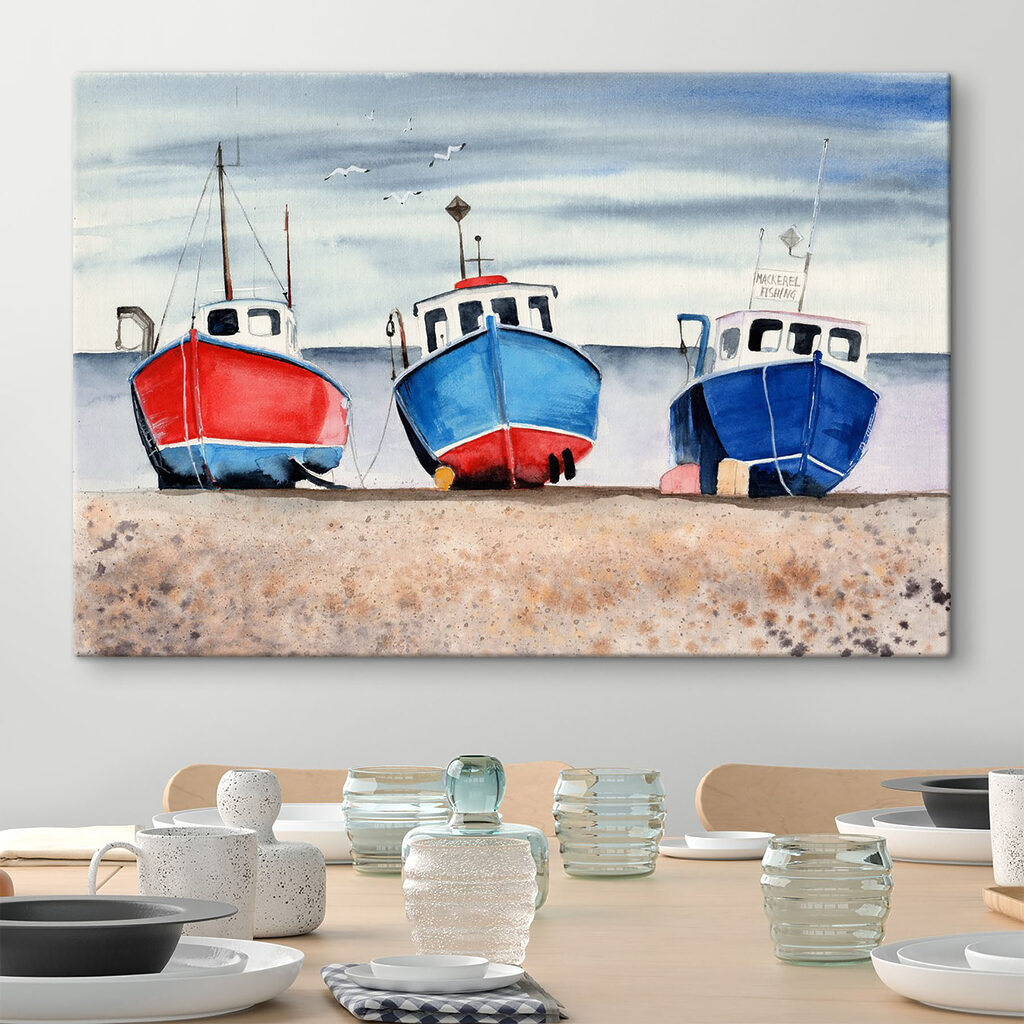 Watercolor of boats on a beach Watercolor of boats on a beach