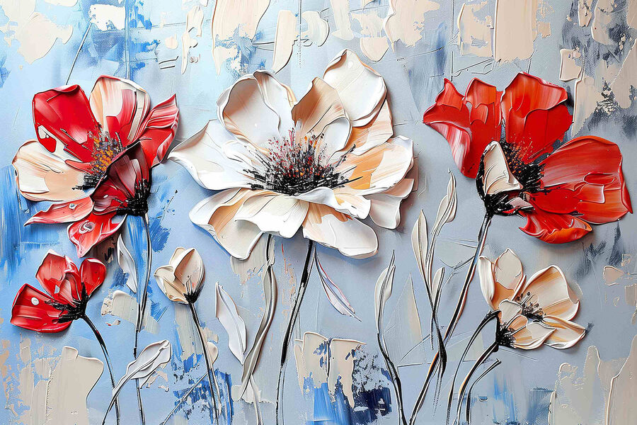 Painting of flowers on a wall Painting of flowers on a wall