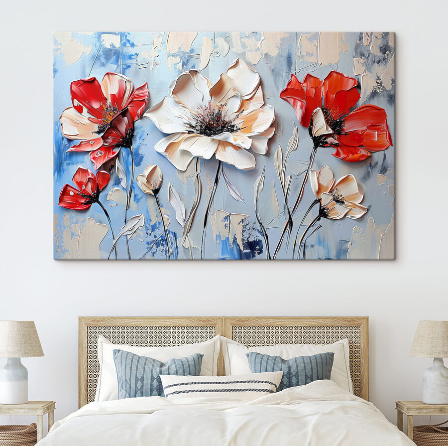 Painting of flowers on a wall Painting of flowers on a wall
