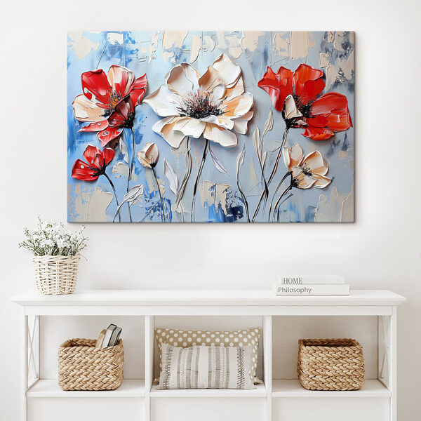 Painting of flowers on a wall Painting of flowers on a wall