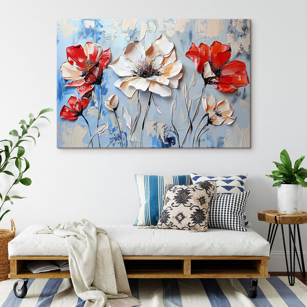 Painting of flowers on a wall Painting of flowers on a wall
