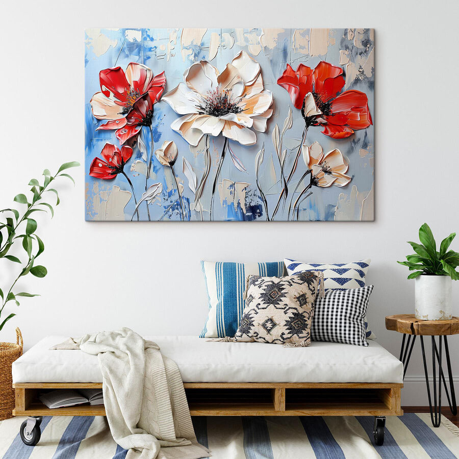 Painting of flowers on a wall Painting of flowers on a wall