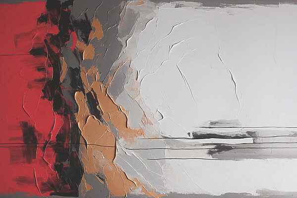 Painting of a red white and grey wall Painting of a red white and grey wall
