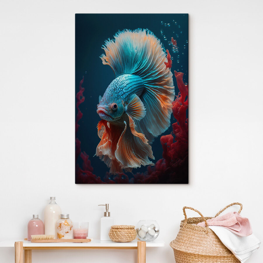 Blue and orange fish swimming in water Blue and orange fish swimming in water
