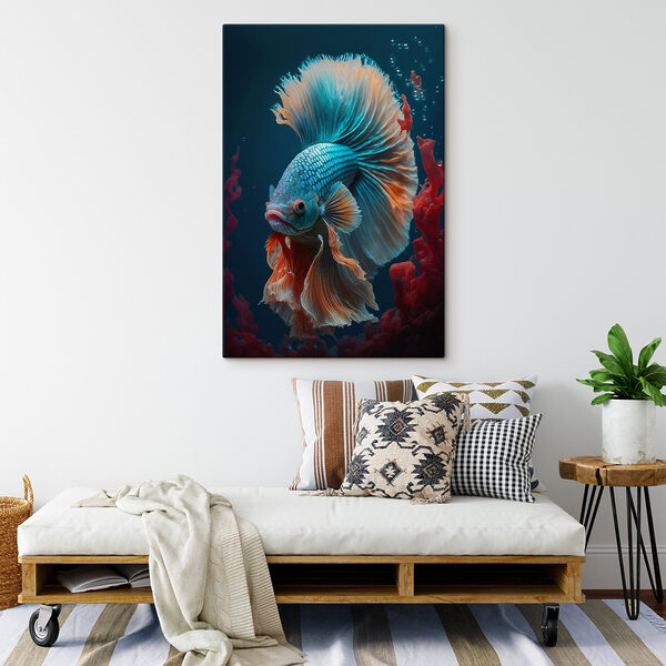 Blue and orange fish swimming in water Blue and orange fish swimming in water