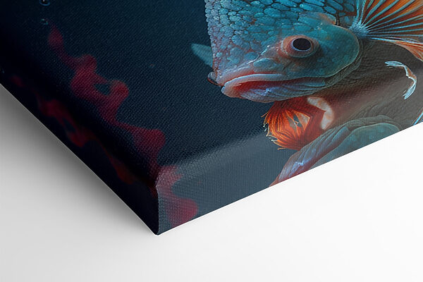Blue and orange fish swimming in water Blue and orange fish swimming in water
