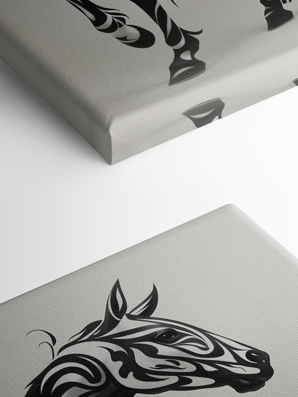 Black and white horse with swirls Black and white horse with swirls
