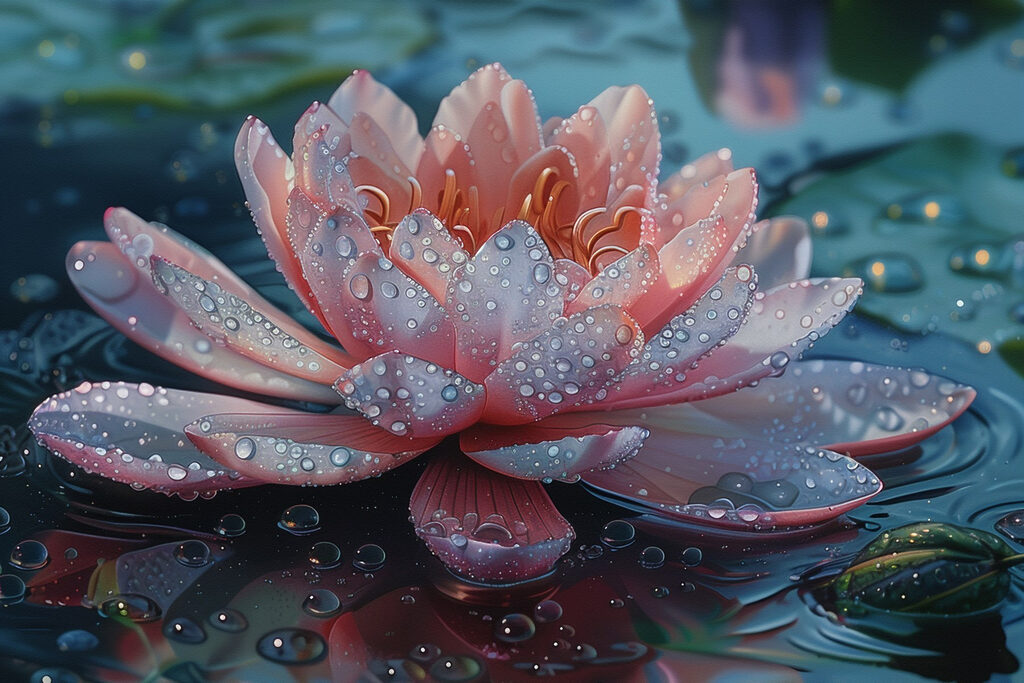 Pink flower with water drops on it Pink flower with water drops on it
