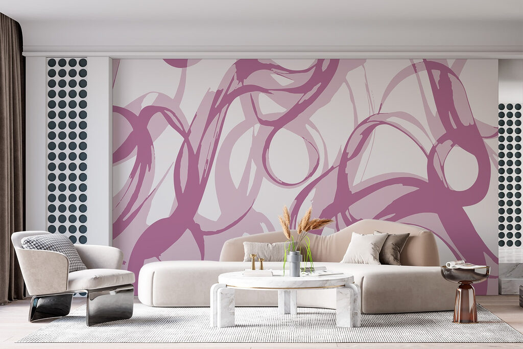 Purple swirls on a white background