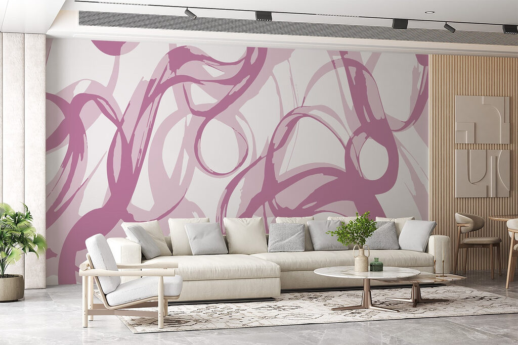 Purple swirls on a white background