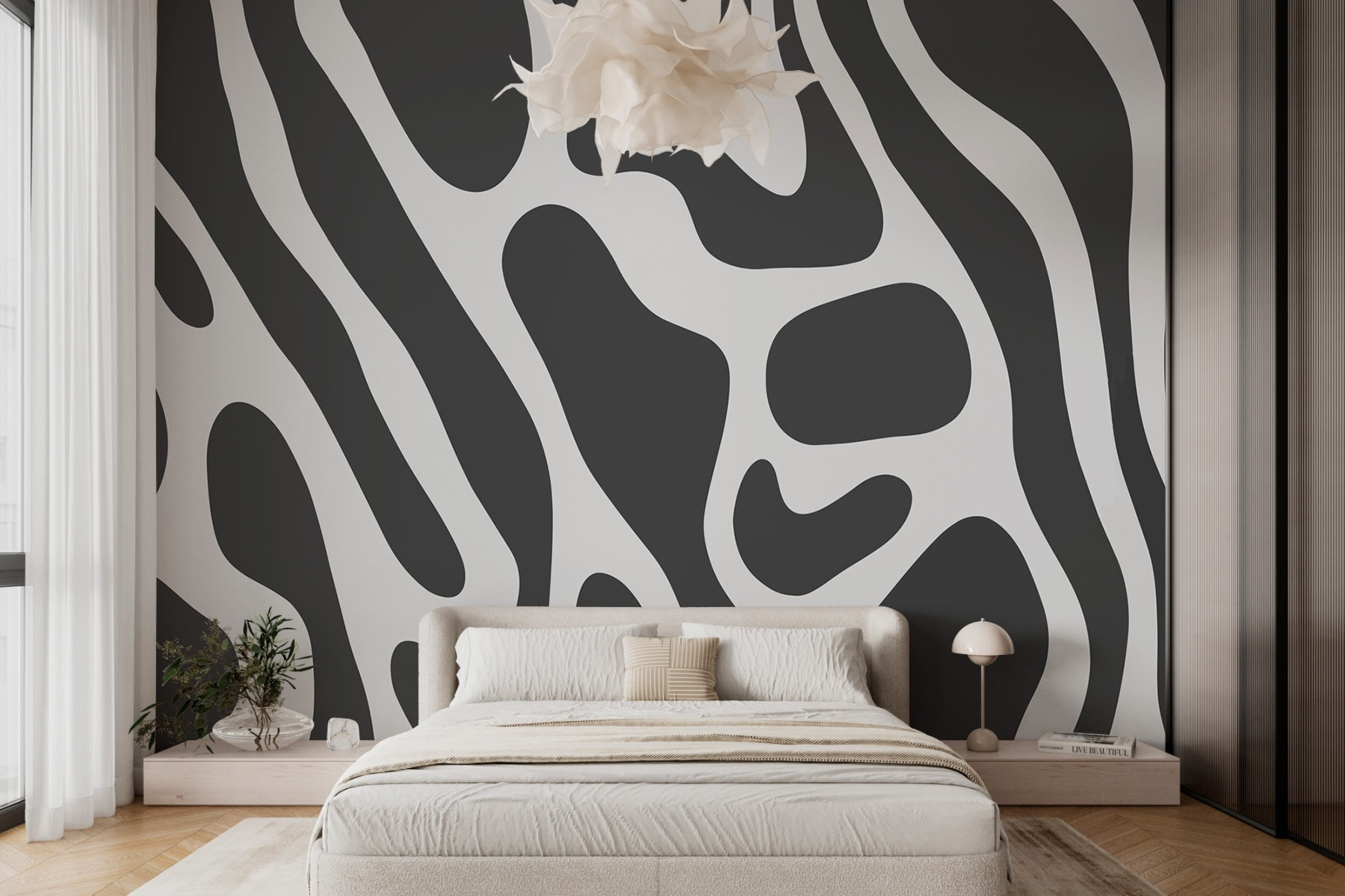 Flowing abstract design in gray tones