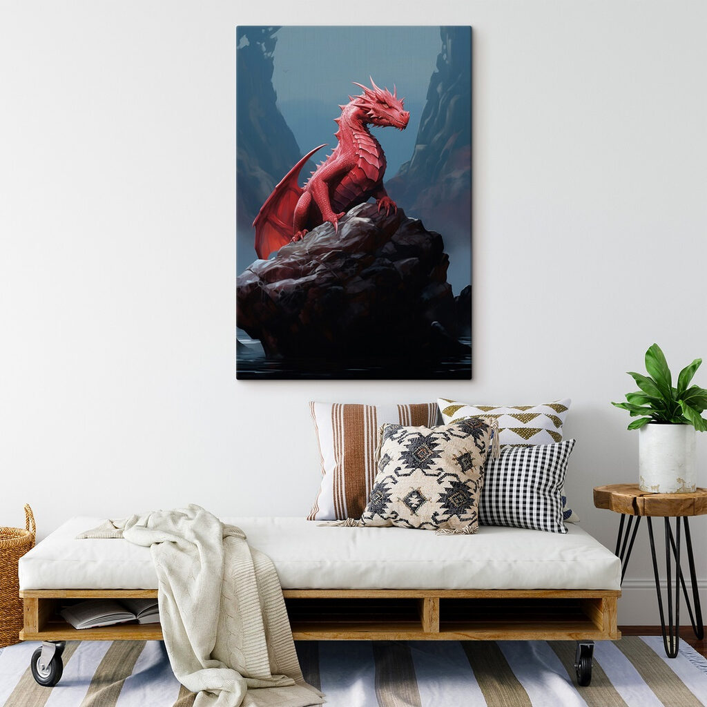Red dragon on a rock Red dragon on a rock