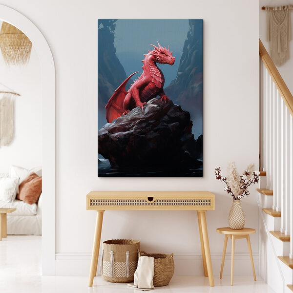 Red dragon on a rock Red dragon on a rock