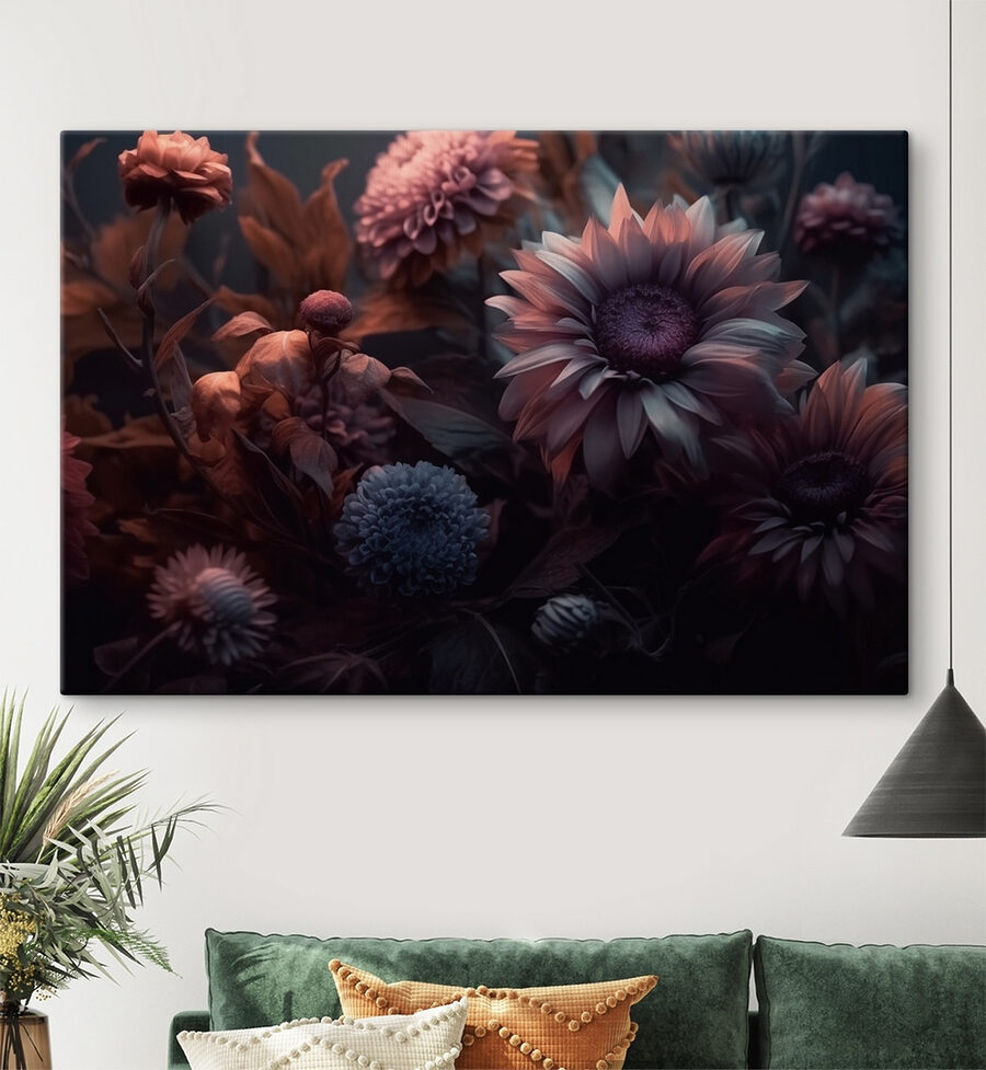 Group of flowers with leaves Group of flowers with leaves