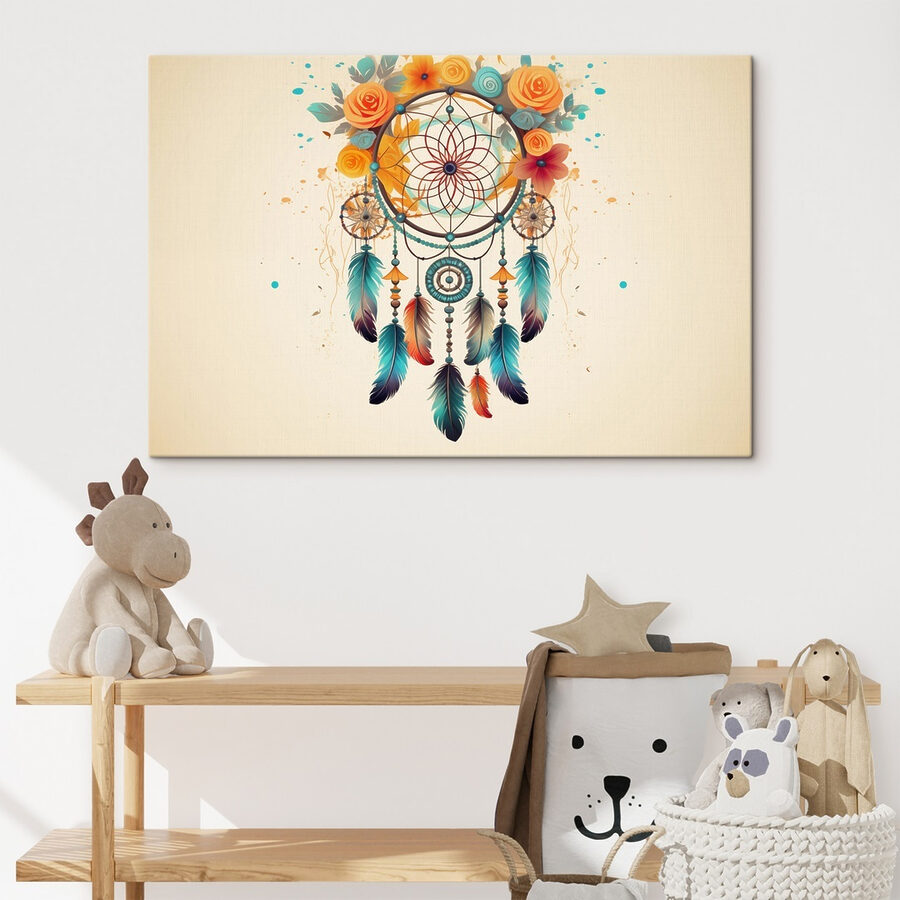 Dream catcher with flowers and feathers Dream catcher with flowers and feathers
