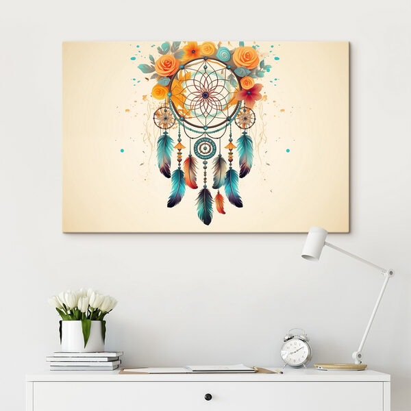 Dream catcher with flowers and feathers Dream catcher with flowers and feathers