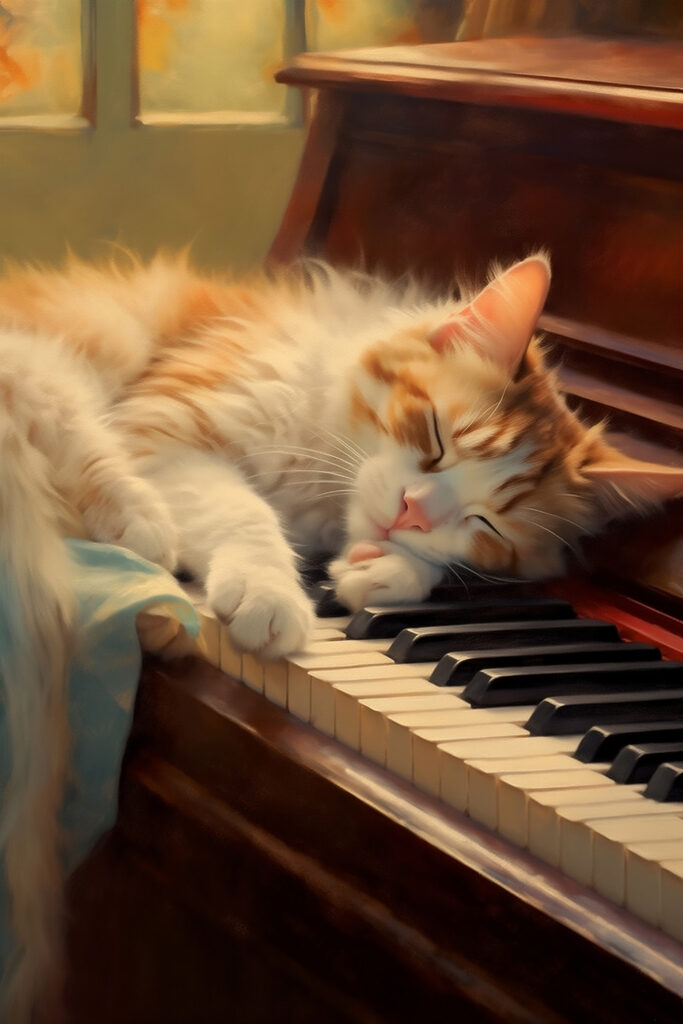Cat sleeping on a piano Cat sleeping on a piano
