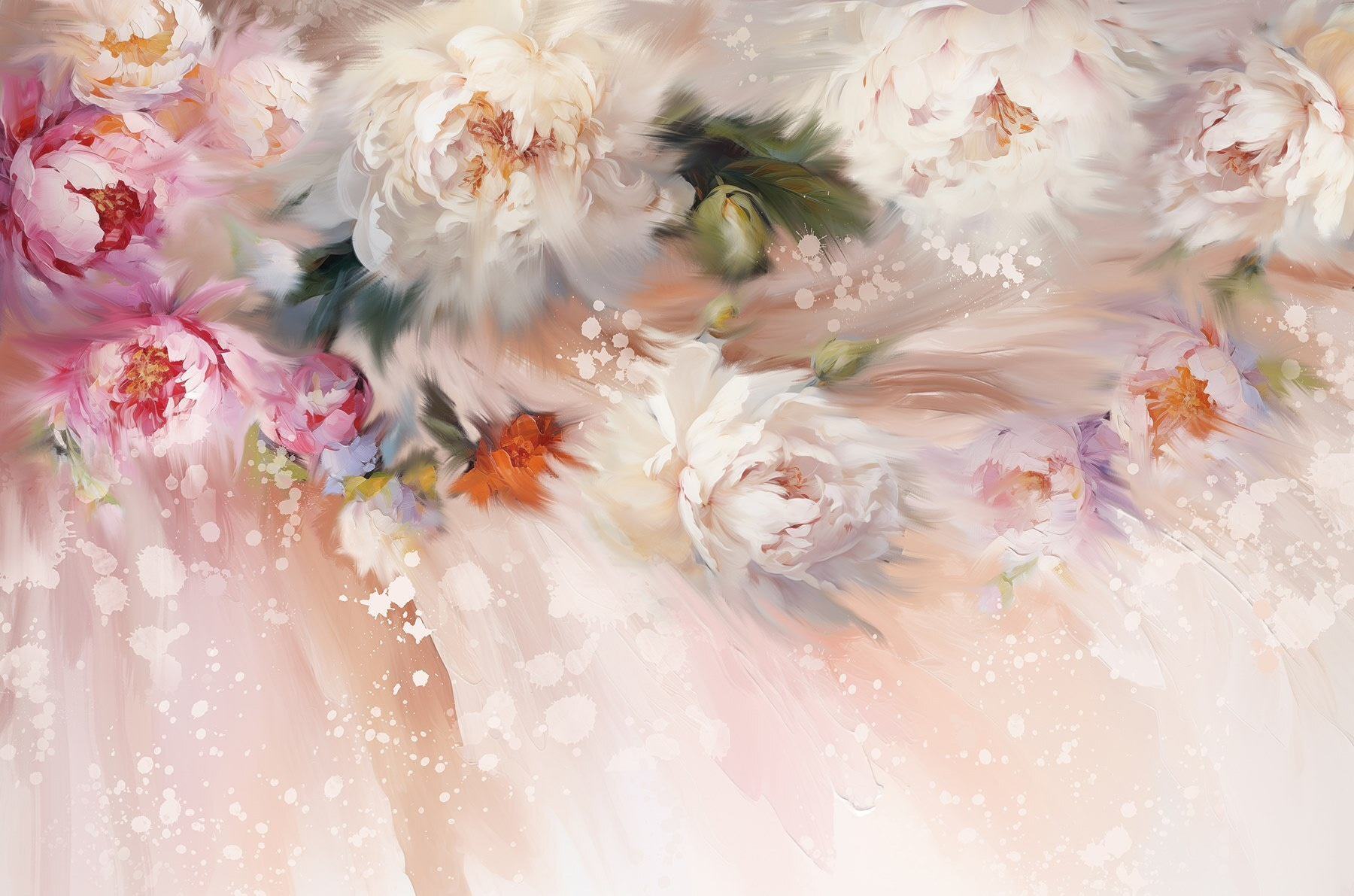 Painting of flowers on a pink background Painting of flowers on a pink background