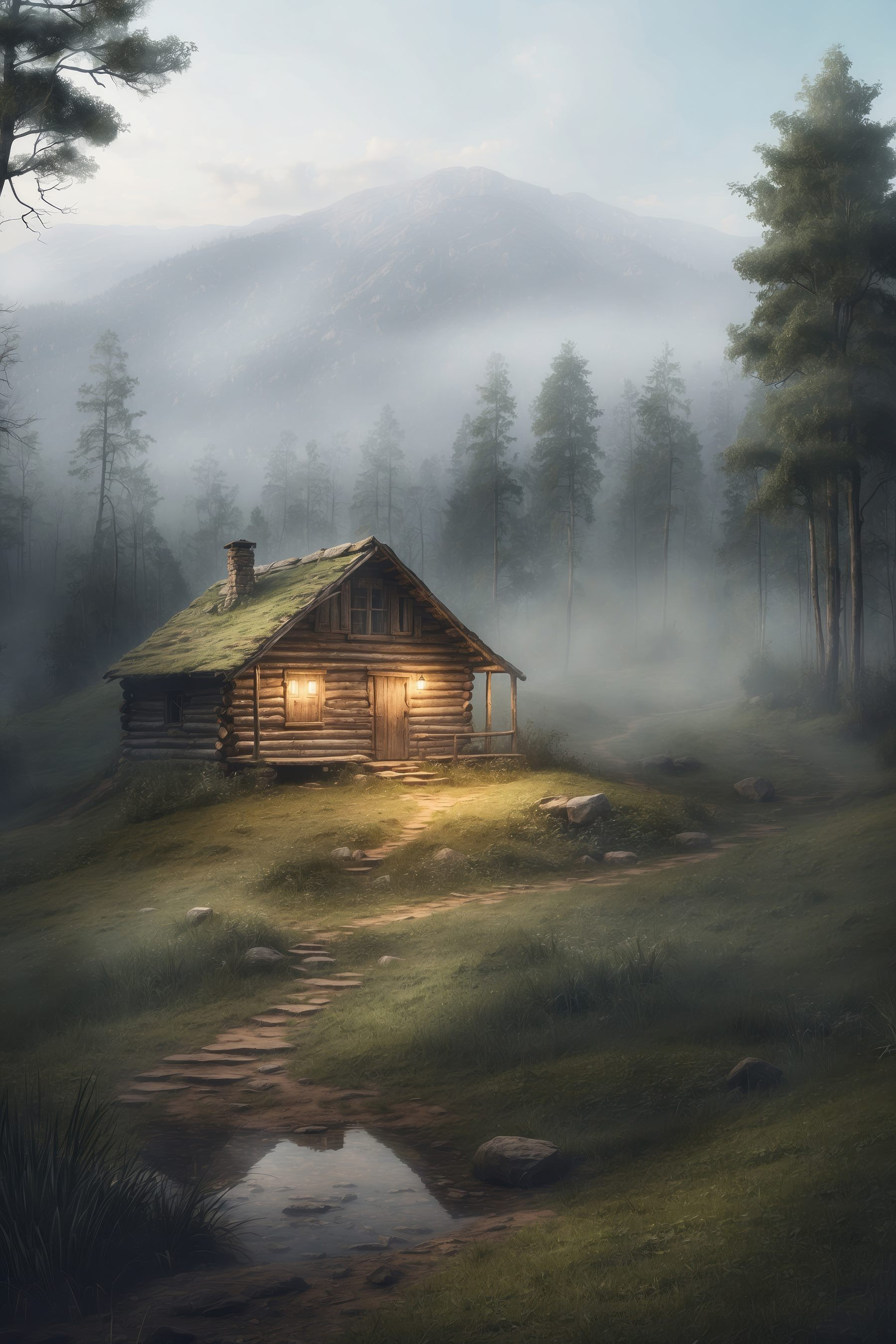 Log cabin in the woods