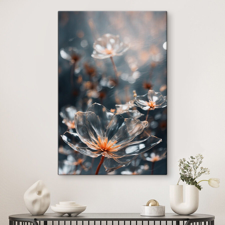 Transparent flowers with orange centers Transparent flowers with orange centers