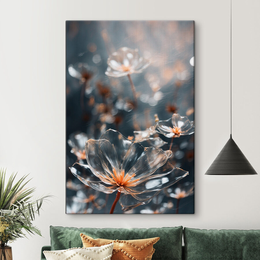 Transparent flowers with orange centers Transparent flowers with orange centers
