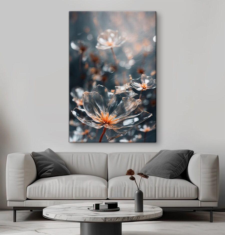 Transparent flowers with orange centers Transparent flowers with orange centers