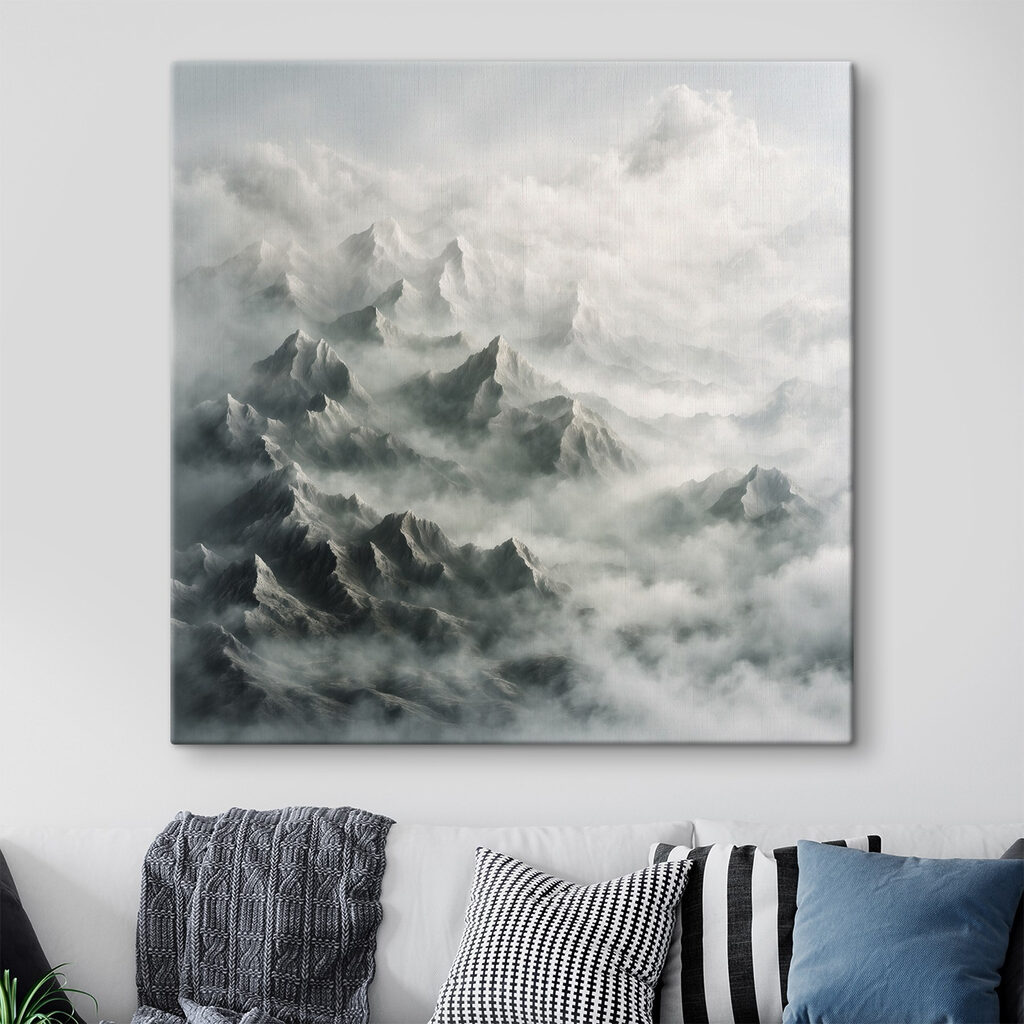 Mountain range with clouds