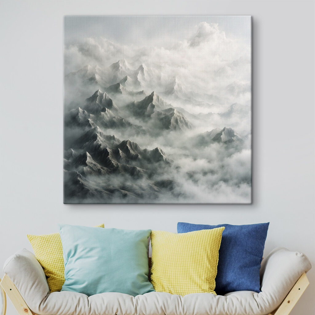 Mountain range with clouds
