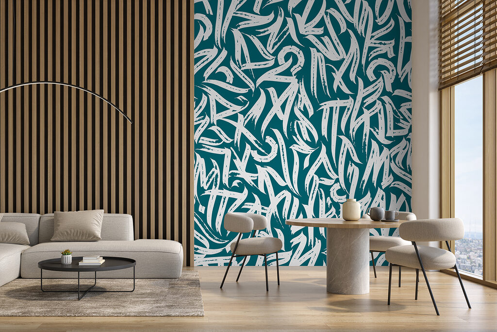 Pattern of white lines on a blue background