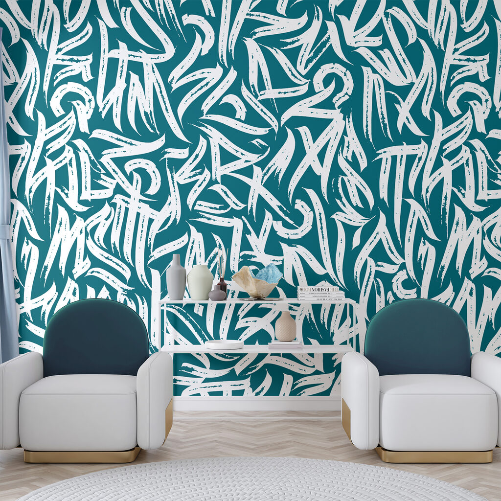 Pattern of white lines on a blue background
