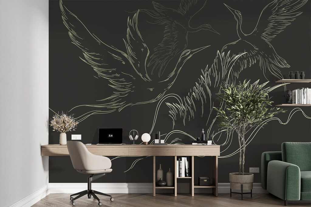 Drawing of birds flying