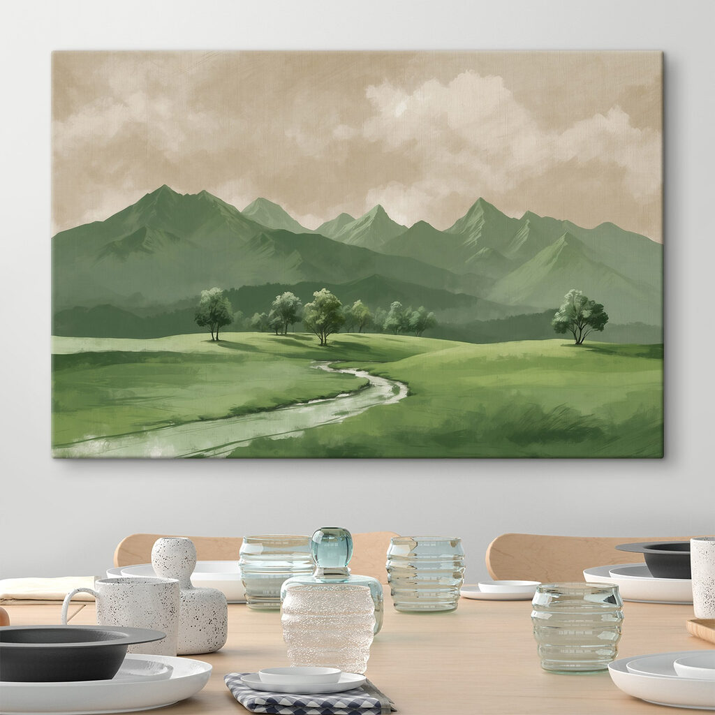 River running through a valley with trees and mountains