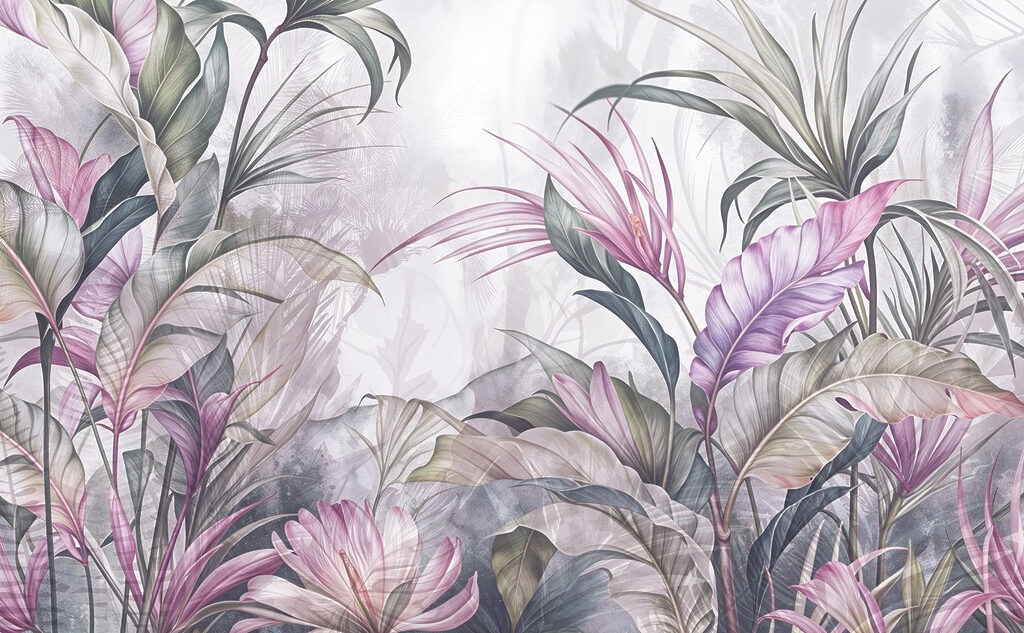 Painting of flowers and leaves