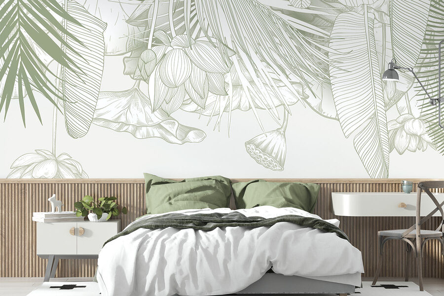 Delicate line art of tropical flora Delicate line art of tropical flora